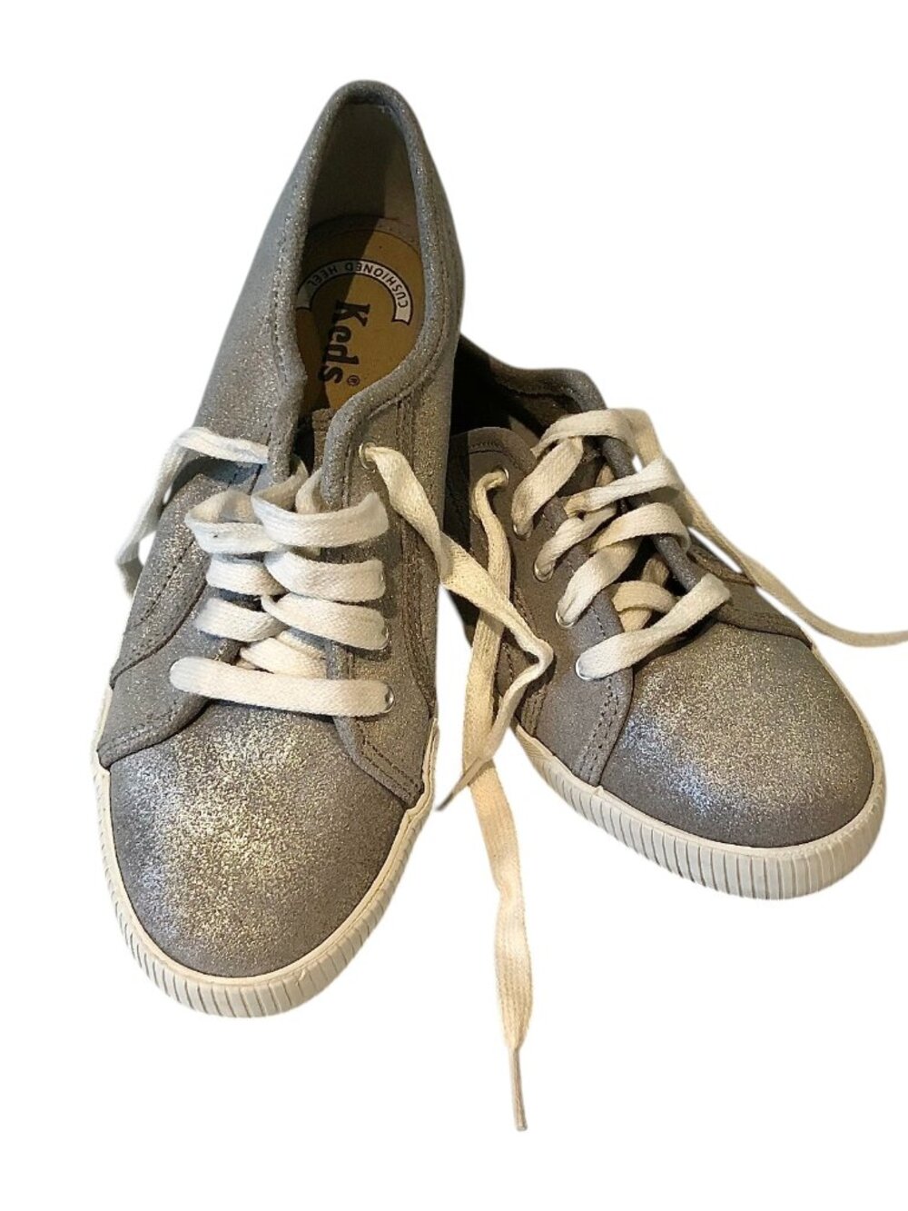 Keds Sneakers Grey Silver Slightly Sparkly Lace Up (7)